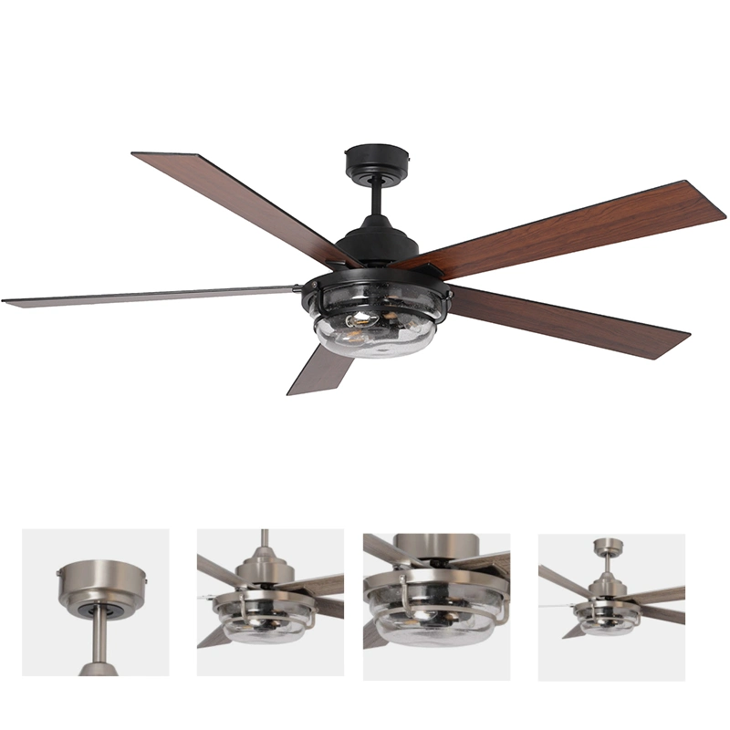 Imitation Wood Design Luxury Cooling Ceiling Exhaust Fan Fashionable Black Walnut Fan