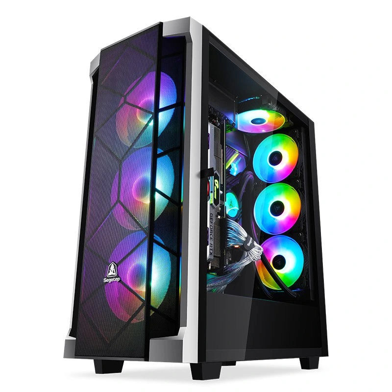 Full-Tower PC Gaming-Gehäuse, gehärtetes Glas, Kabelmanagement/optionale 360mm-Wasserkühlung, unterstützt 7 Lüfter, USB 3,0 Typ-C-Anschluss an der Vorderseite, High-End-GPU