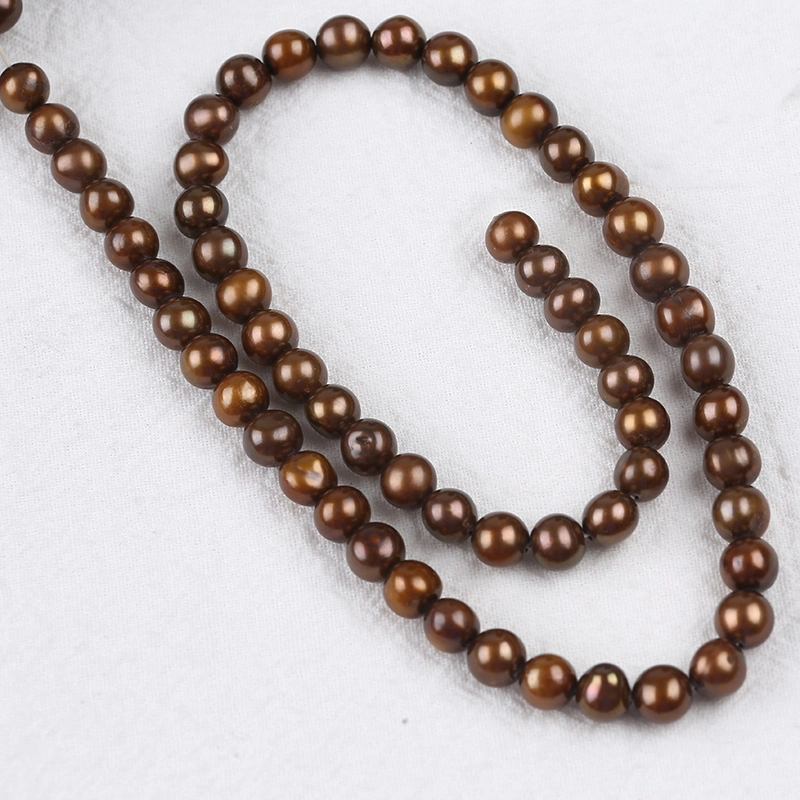 Großhandel/Lieferant 7-8mm Brown Potato Süßwasser-Zuchtperlen Strand Custom Fashion Jewelry Herstellung Von Halskette