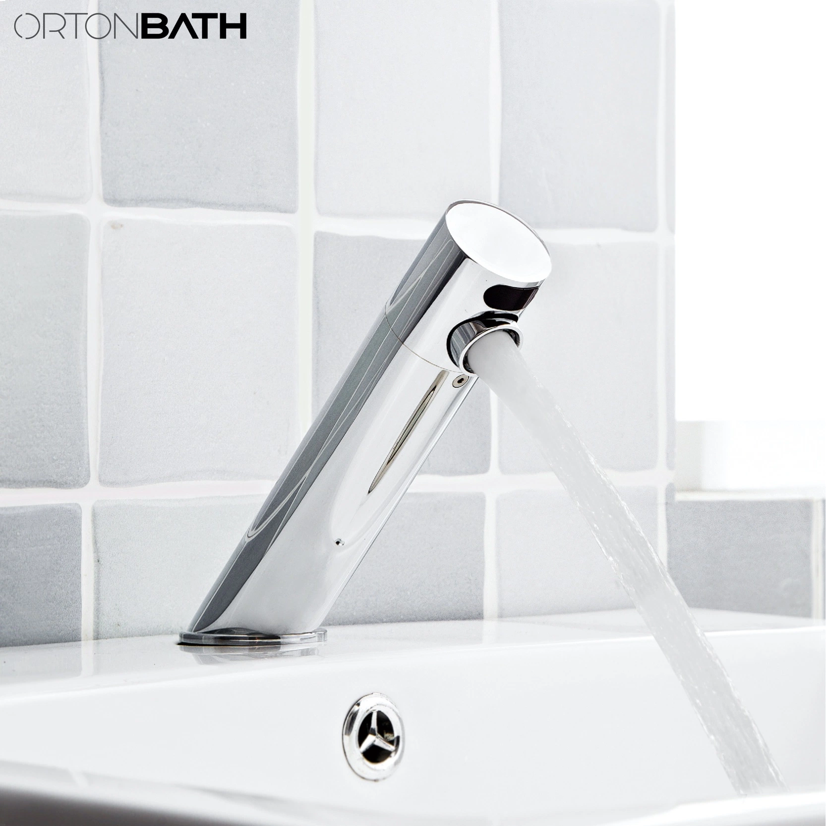 Ortonbath Touchless automática del sensor de mezclador de lavabo de la cuenca del cuarto de baño de latón cromado hizo toque el agua del grifo de agua de grifo de sensor de manos libres de toque para el proyecto público
