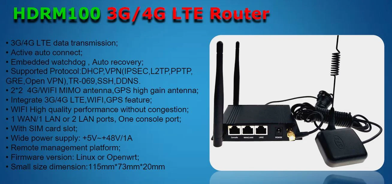 Um roteador WiFi 4G Industrial 12V para automóvel router WiFi RJ45 com 3G/4G Lte dentro do módulo sem fio