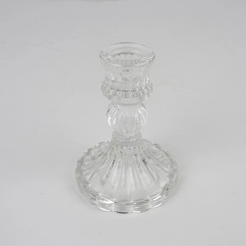 Romantic Table Decoration Candle Holder Simple Transparent Glass Candle Holder Stand