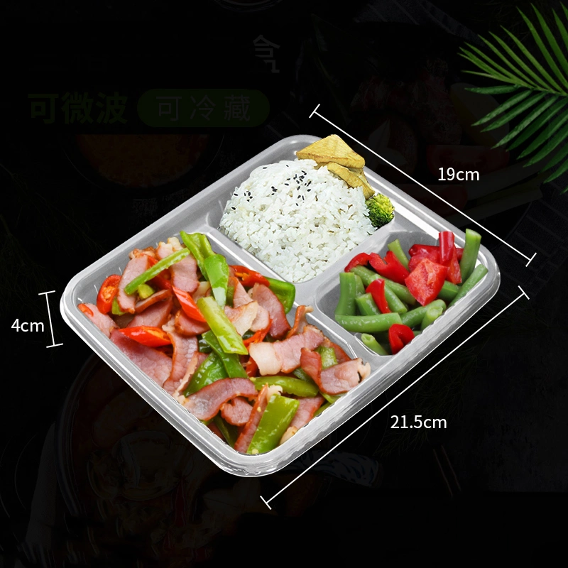 3 compartiments en plastique jetables biodégradables de micro-ondes de fécule de maïs contenant des aliments