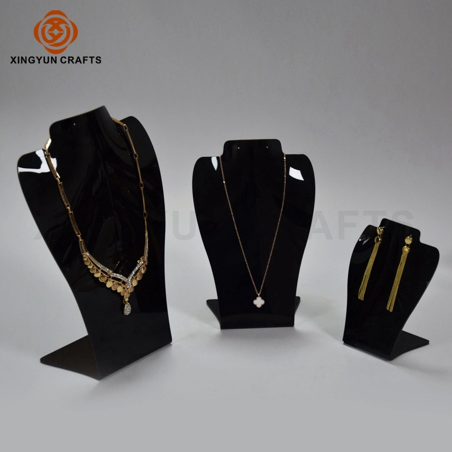 Black Necklace Stand Jewelry Shop Counter Display Set Modern Black Acrylic Necklace Display