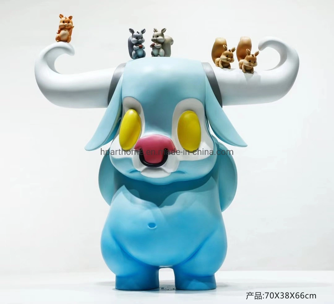 Bespoke Cartoon Bull Figura Estátua de resina boneca itens decorativos