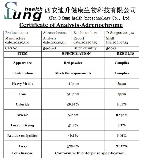 Pharmaceutical Adrenochrome Hydrochloride Adrenochrome Semicarbazone Powder Carbazochrome Intermediate Adrenochrome