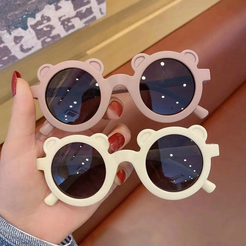 Los niños Ruunjoy gafas de sol de forma de Oso de dibujos animados niñas niño niños de la calle Ronda de las gafas de sol anteojos Eyewears Beat lindo bebé UV