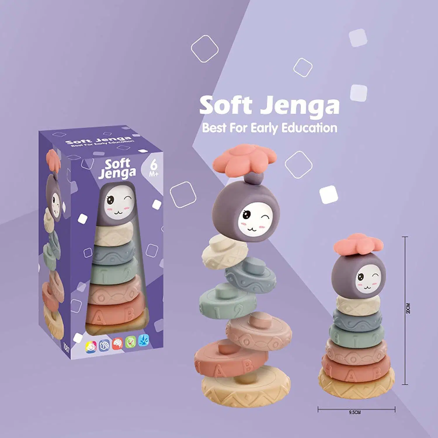 Soft Building Teathing Rings Stack Ferrule Toys Learning Tower Squeeze Play Sensory Education Montessori Early Learning Baby Safety Other Blocks Building Set