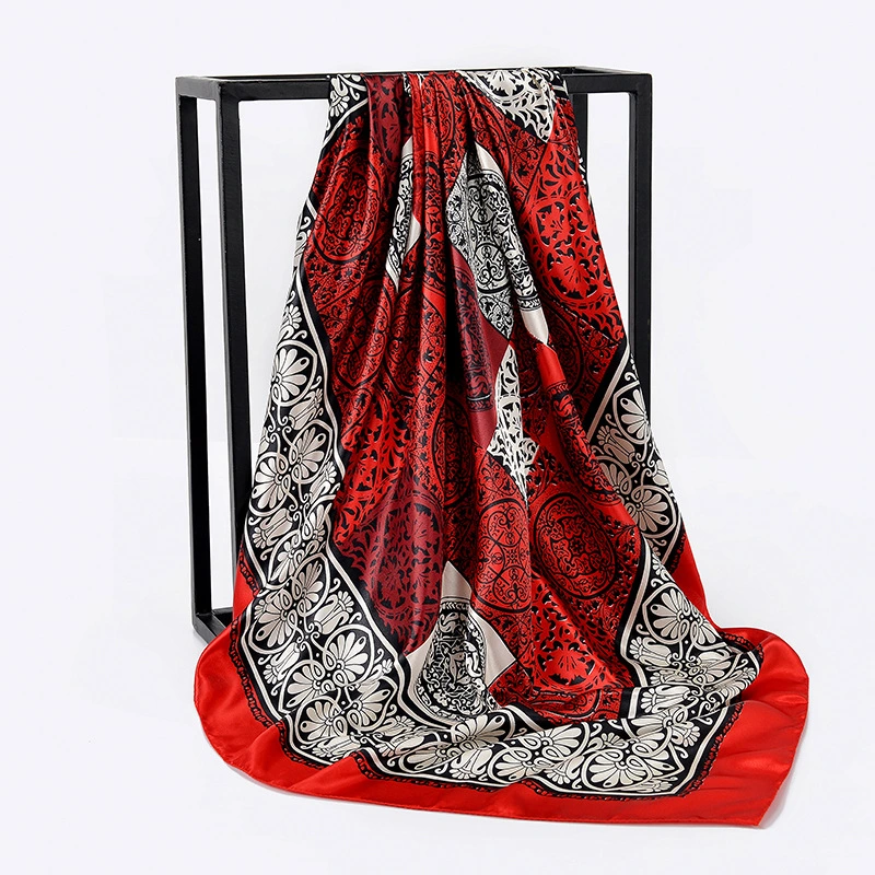 Custom Digital Printed 100% Natural Silk Square Scarfs for Lady Bufanda