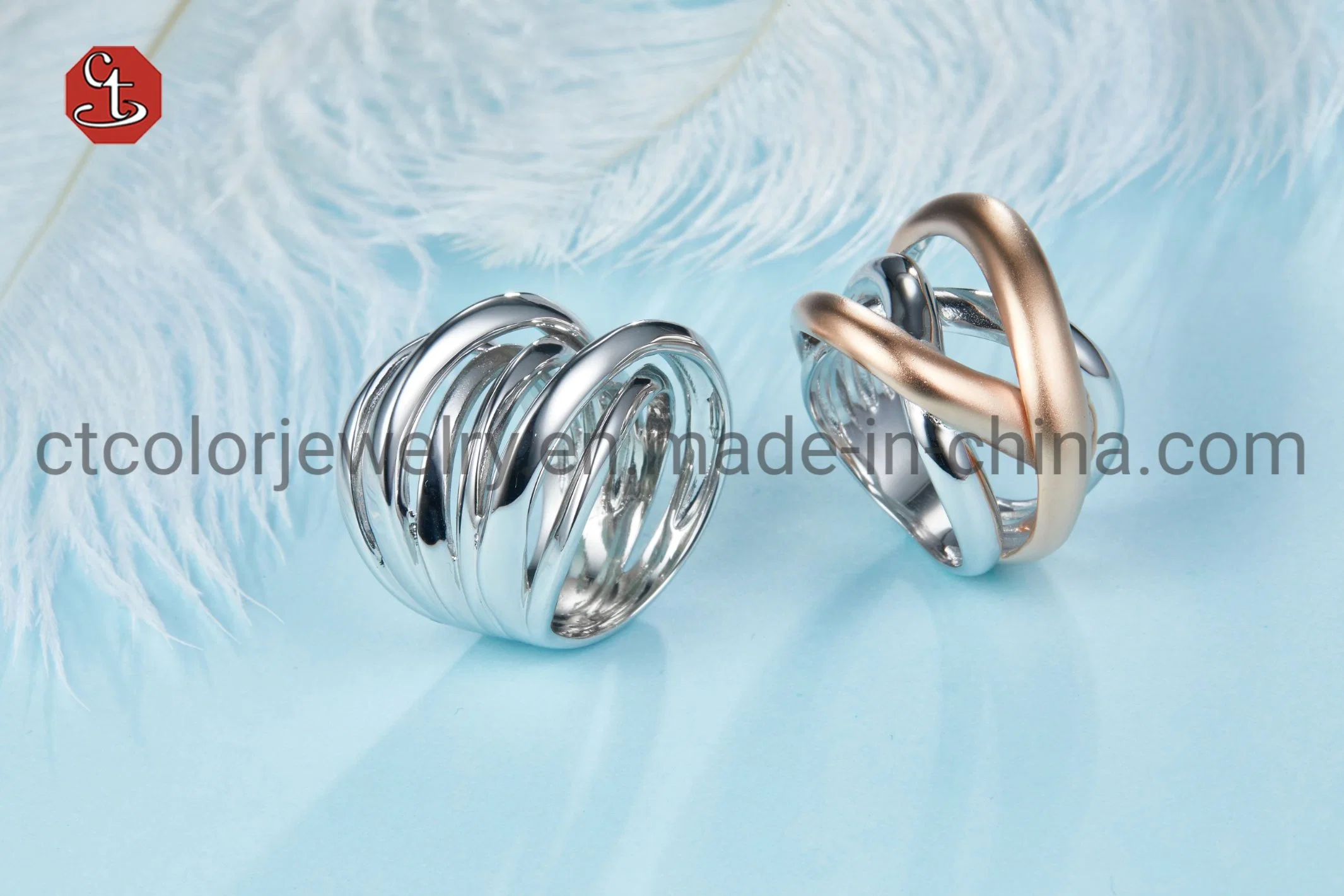 Multilayer Cross Silver or Brass Ring Fashion Metal Jewelry for Men or Women Plain Polished Rings