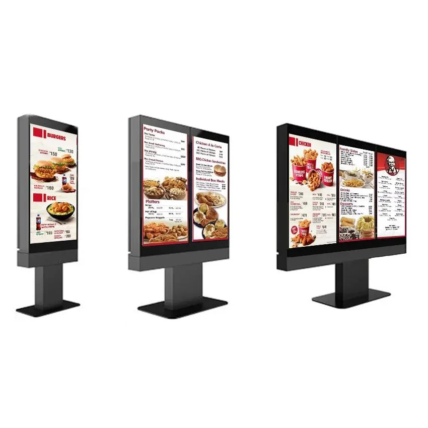 Heißer Verkauf 55 Zoll Outdoor Dual-Bildschirm Digital Drive Thru Menü Boards Wasserdichte LCD Werbung Digital Signage und Displays