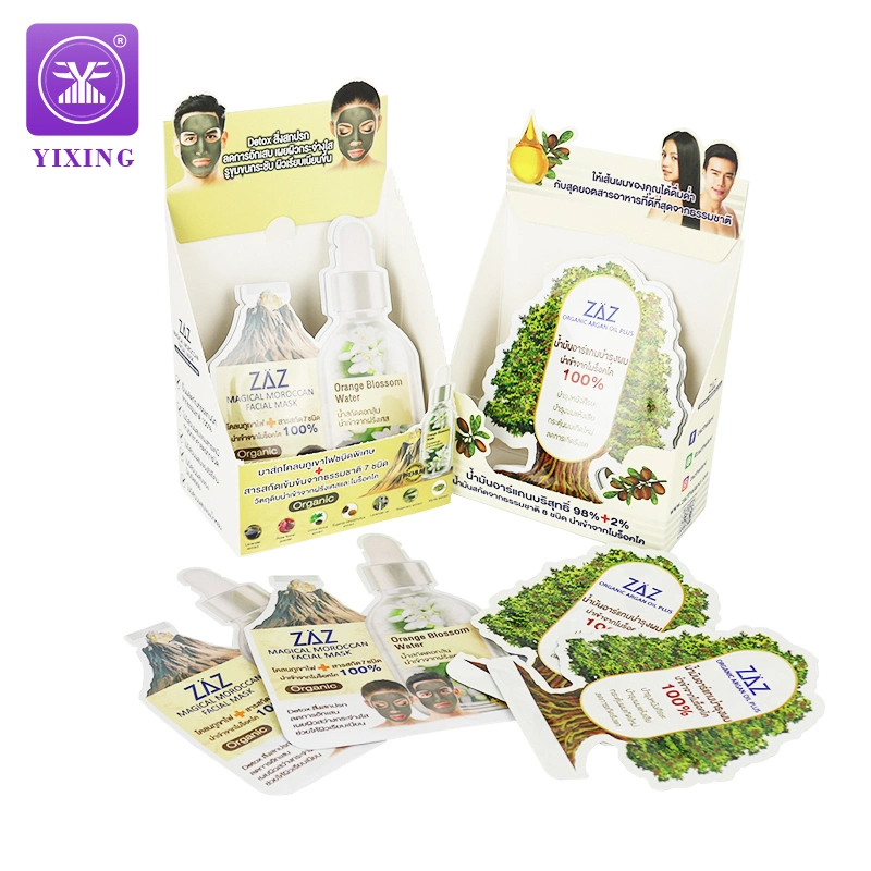 Special Shape Mylar Seal Cosmetic Facial Mask Packaging Bags with Display Box