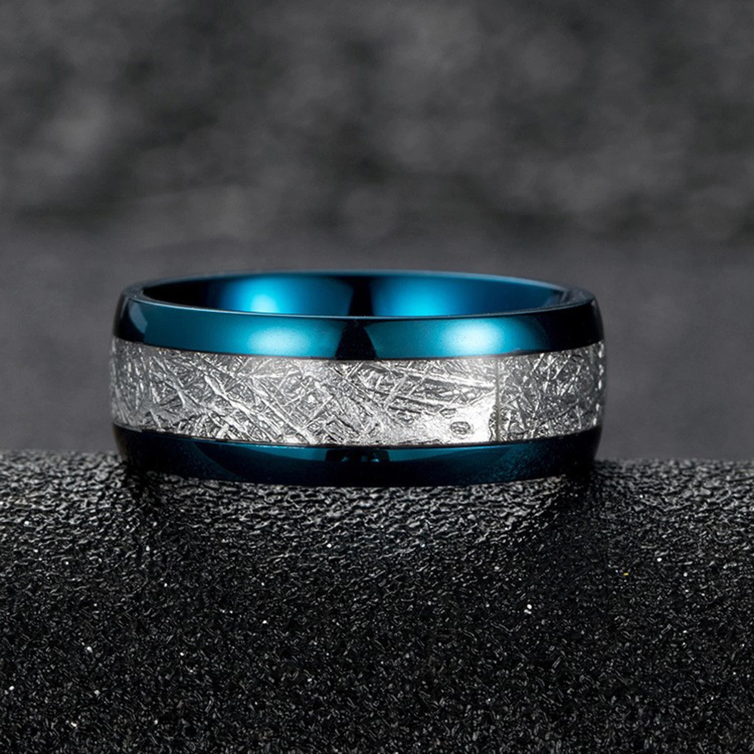 Jewelry Ice Silk Foil Men's Ring IP Blue Fashion Ring Titanium Steel Ring Accessories Factory Wholesale/Supplier SSR2274b2