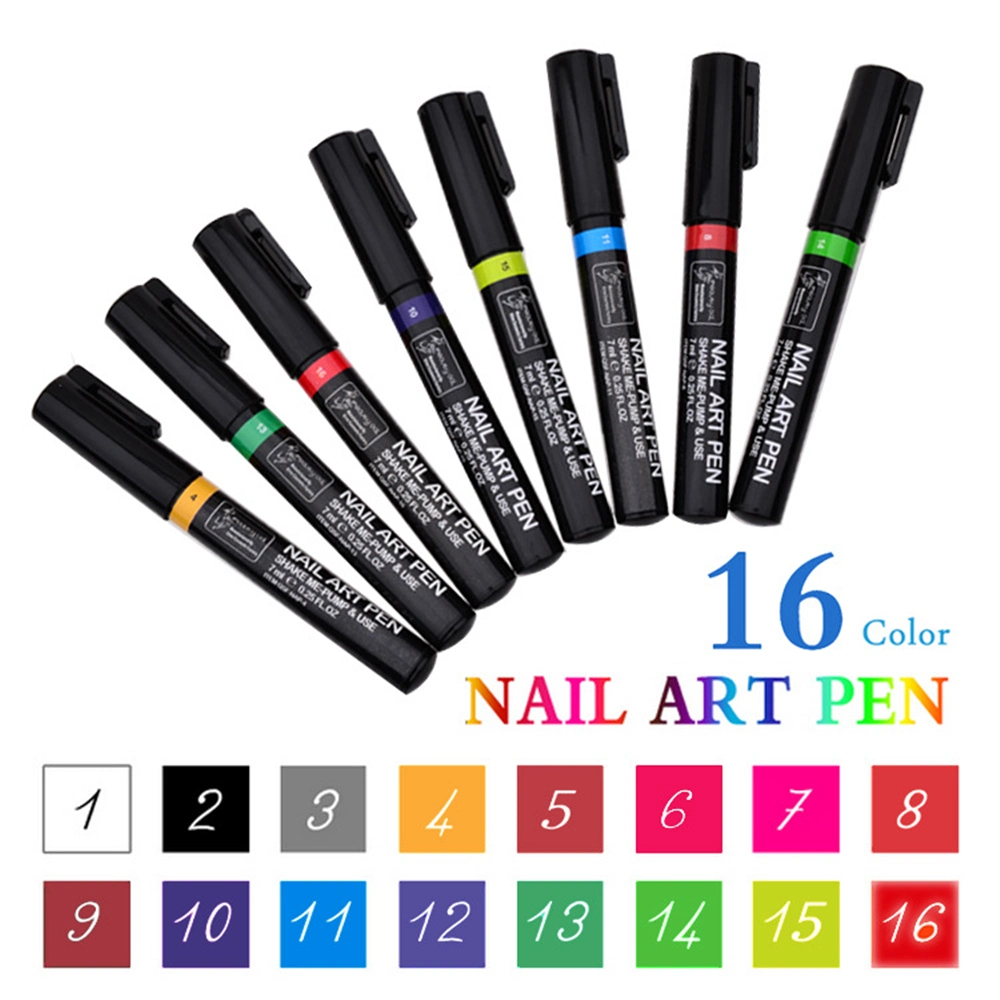 16 Color Nail Art peinture Outil Stylo Soins des ongles Produits pour la beauté des ongles