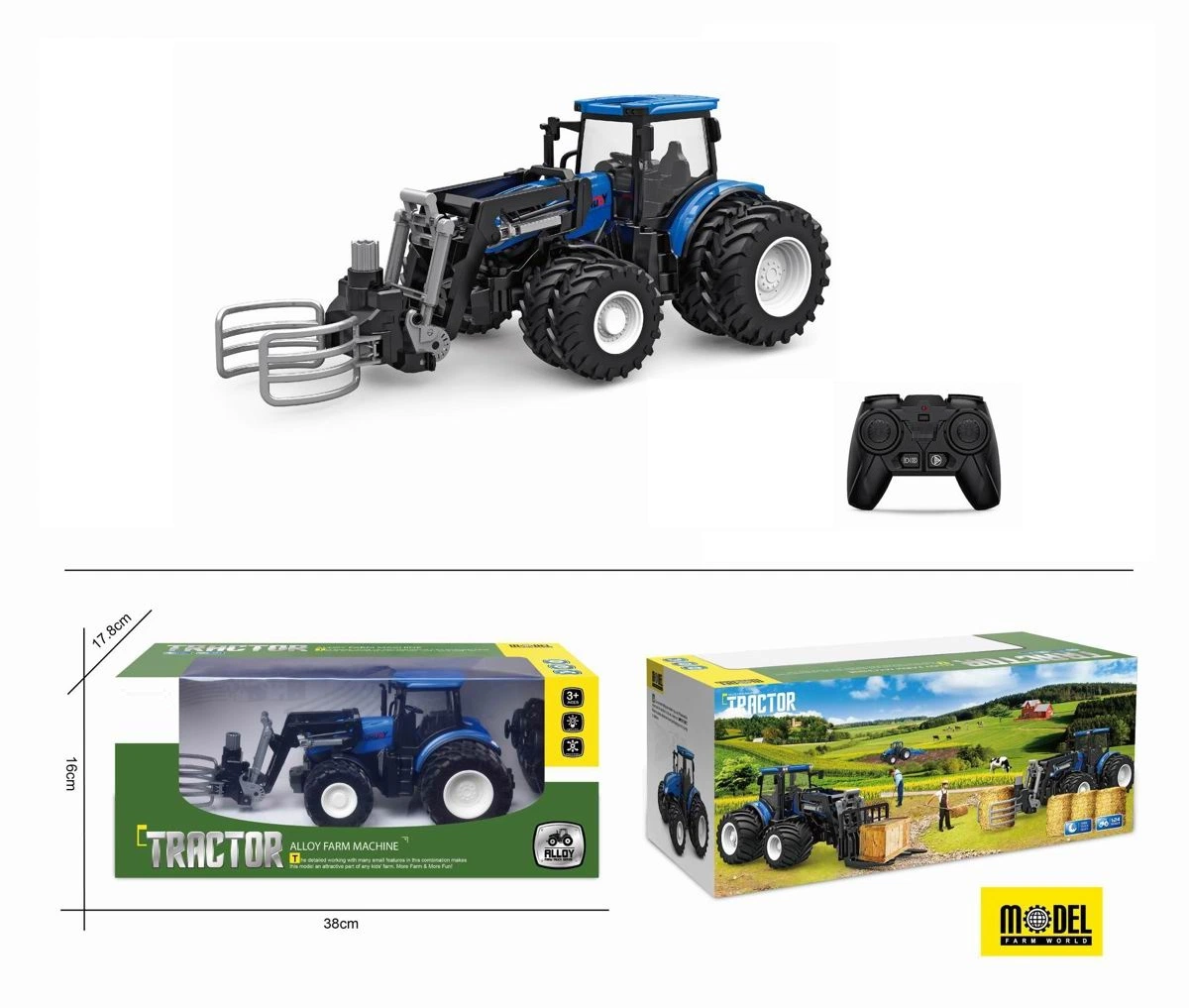 RC Trator Agrícola 1:24 2.4G 6CH Mini Caminhão de Controle Remoto de Fazenda com 6 Canais