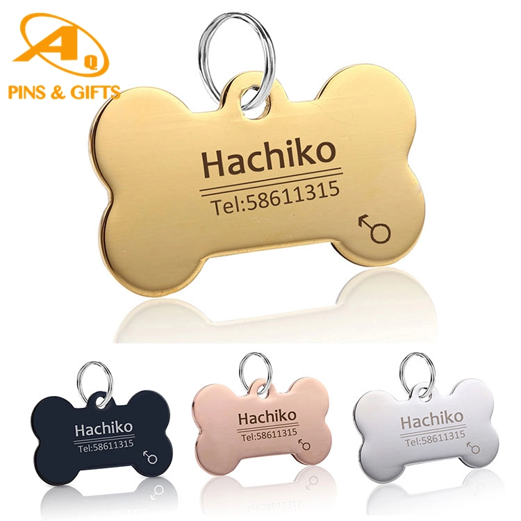 Gift Cute Personalized Men Gold Blank Laser Army Round NFC Stainless Steel Metal Custom Military Dog Cat Name ID Pet Tag