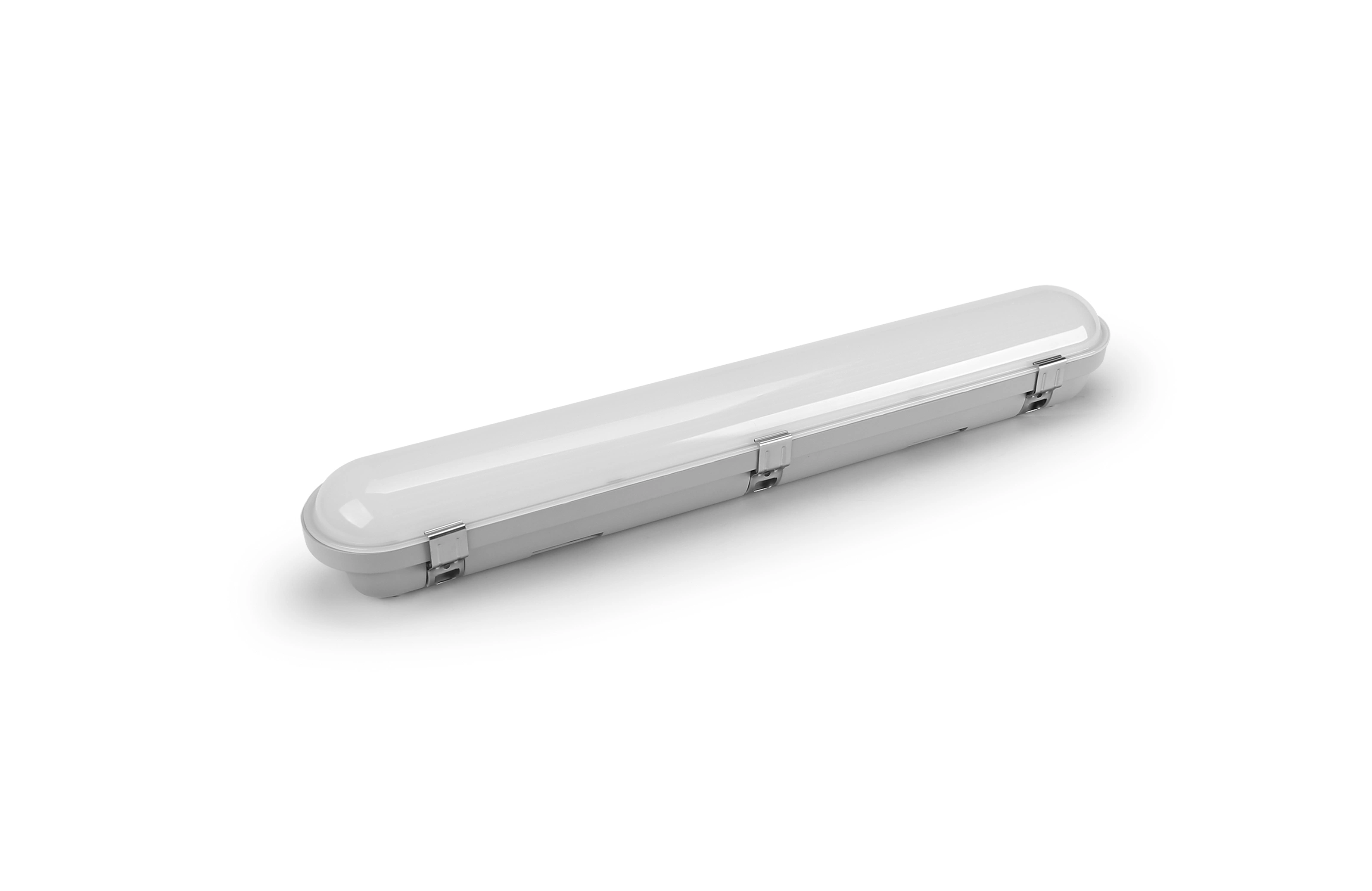 Luz à prova de água IP65, 4 pés/24 W, luminária LED à prova de água, pó Candeeiro de luz linear à prova de triníprova com lâmpada estanque Vapor, para exterior, húmido Luz de prova