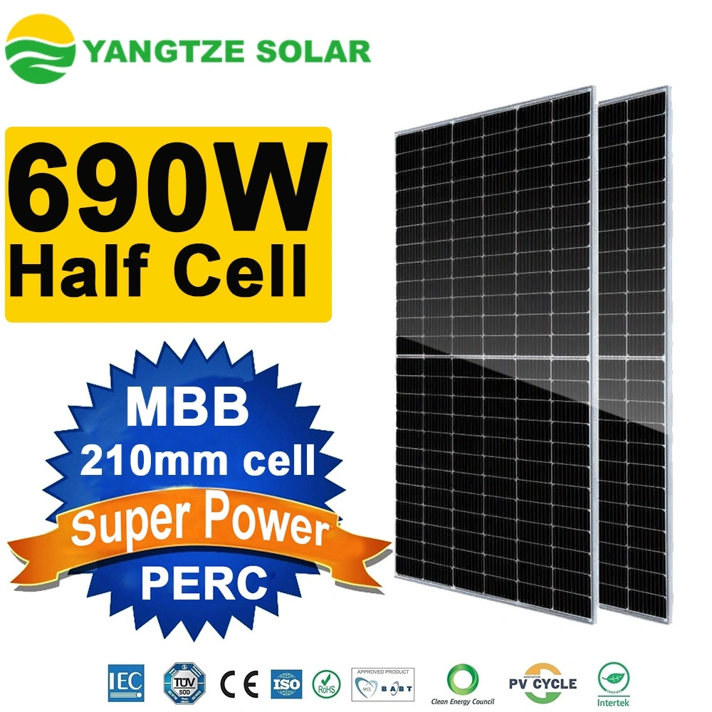 Free Shipping 25 Years Warranty 680W 690W 700W 210mm Solar Cells PV Solar Energy Mono Solar Panel with CE ISO TUV