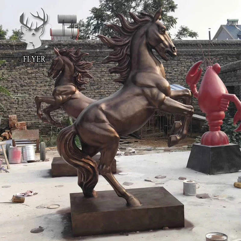 Jardín decoración estatua de bronce escultura de grandes caballos de salto de Caballo de Bronce la estatua