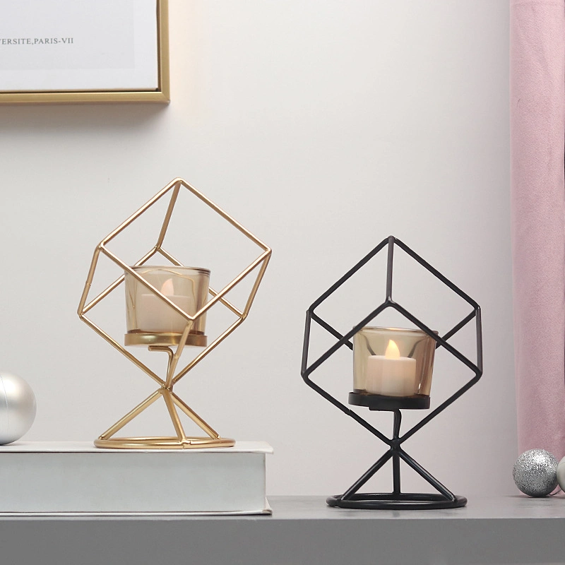 Iron Candlesticks Are Decorated with Geometric Lines