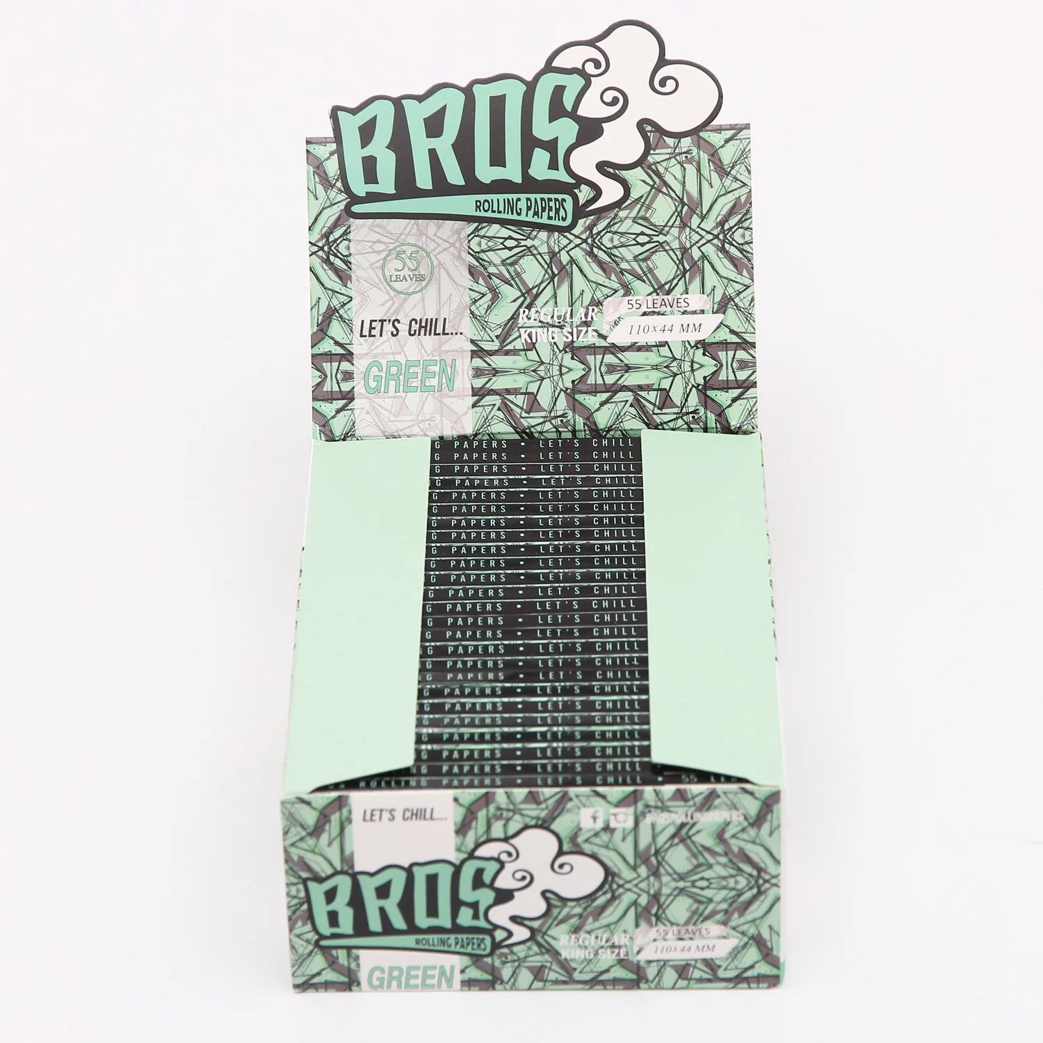 Bros de color verde rodando King Size 55 hojas de papel