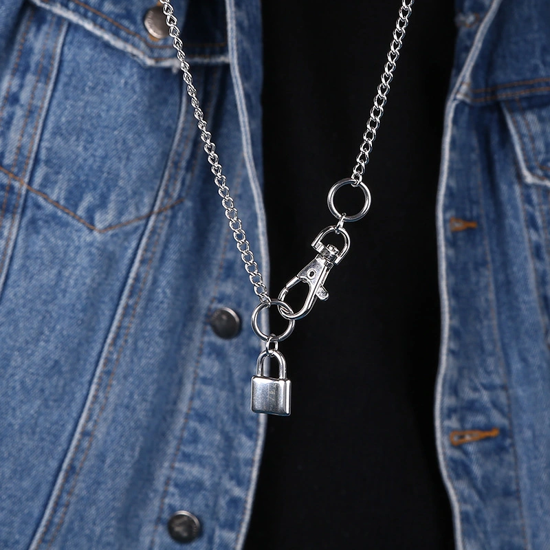 Necklace Carabiner Lock Pendant Simple Cute Necklaces Long Chain Fashion Jewelry Men and Women Esg14268