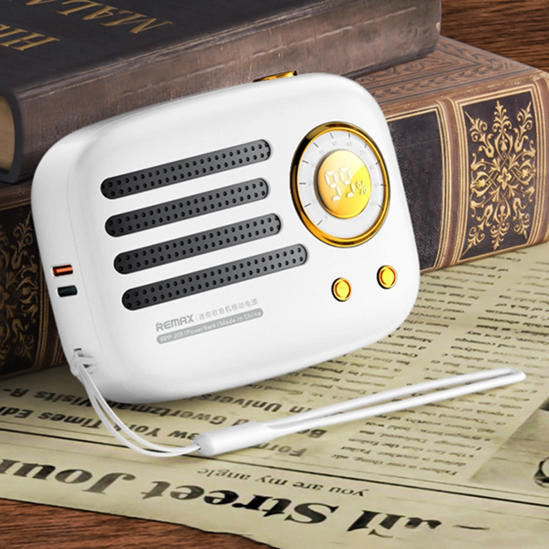 Remax Rpp-209 Mini Radio Shape Vintage Power Bank 10000mAh 20W+22.5W Pd+QC Portable Fast Phone Charger - White