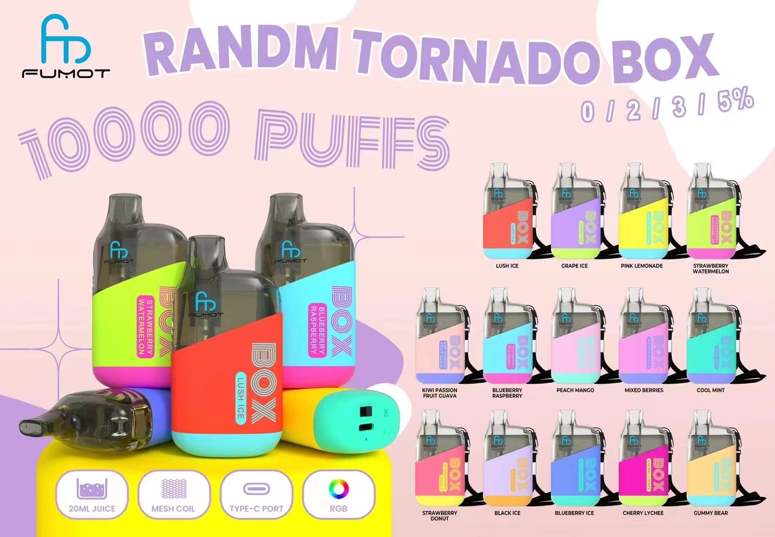 Original Randm Tornado 10000puffs Factory Bars Direct Sale Vapes Big Disposable/Chargeable Elf Vape Pen Rechargeable Nicotine Free 5% Juice Vaporizer Flavored E Cigarette