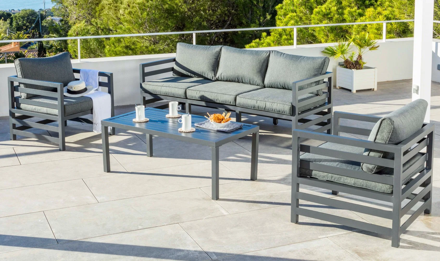 Outdoor Patio Gartenmöbel Aluminium Sofa Set für Zuhause