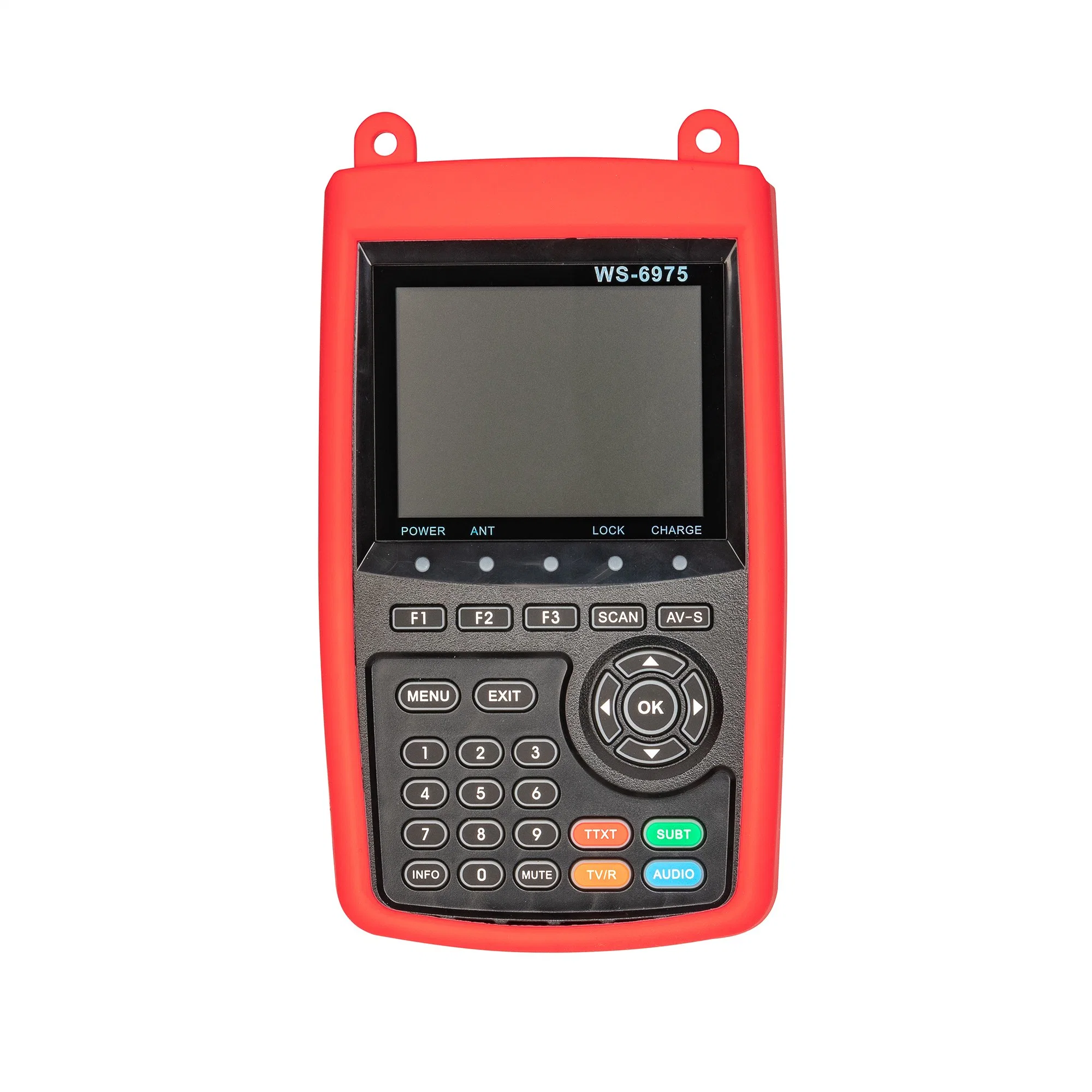 WS-695 DVB-T/T2 Satellite Finder H265 يدعم جهاز القياس الرقمي إشارة DVB-T/T2 خرج تيار مستمر قياسي بجهد 12 فولت للشاشة