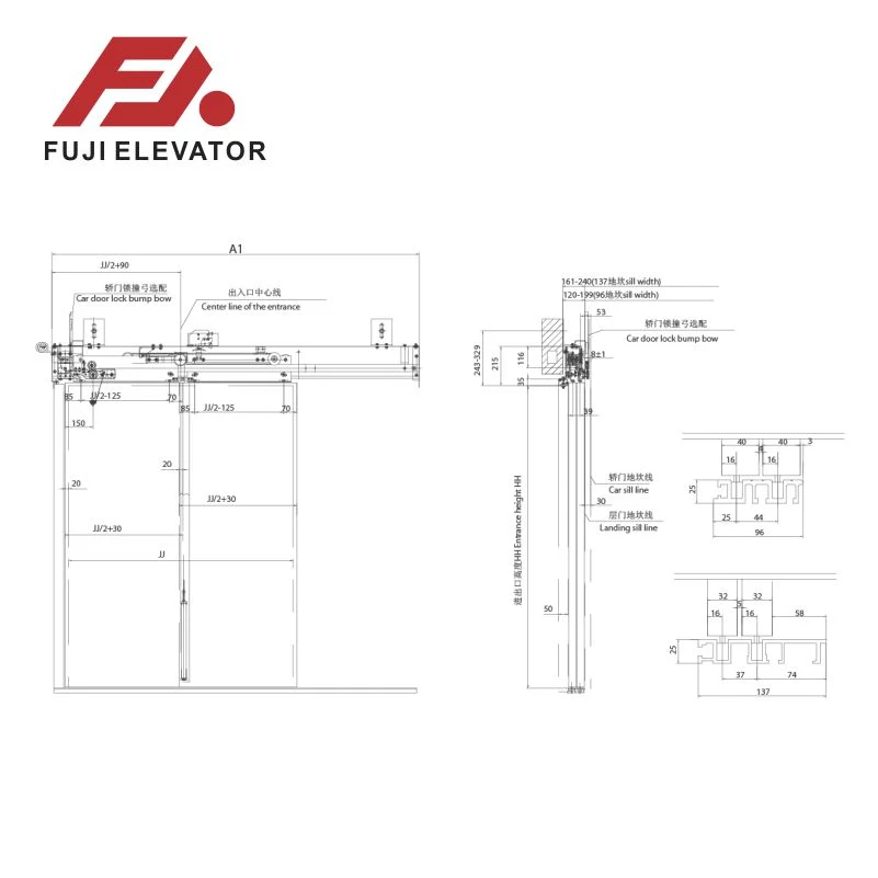 Dispositif de porte d'atterrissage pour ascenseur Fjdl161-52A