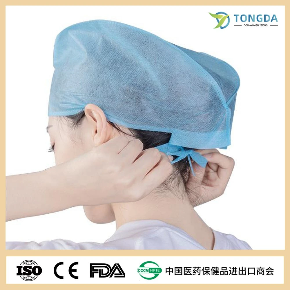 PP/SMS Surgical Head Caps Disposable Doctor Hair Cap With Tie On Back