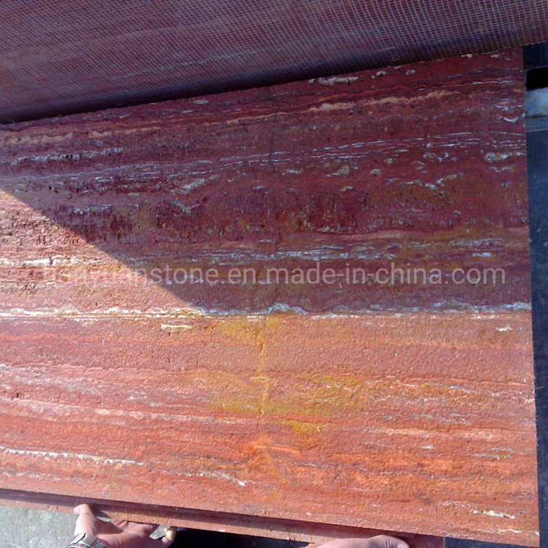 Polished Natural Red Travertine Slabs, Travertine for Pavers, Floor/Wall Tiles