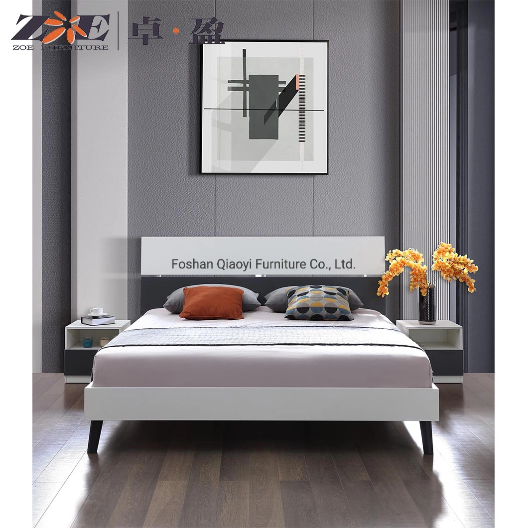 Guangzhou Complete MDF Wooden Bedroom Set Bed King Size Headboard Bedroom Furniture