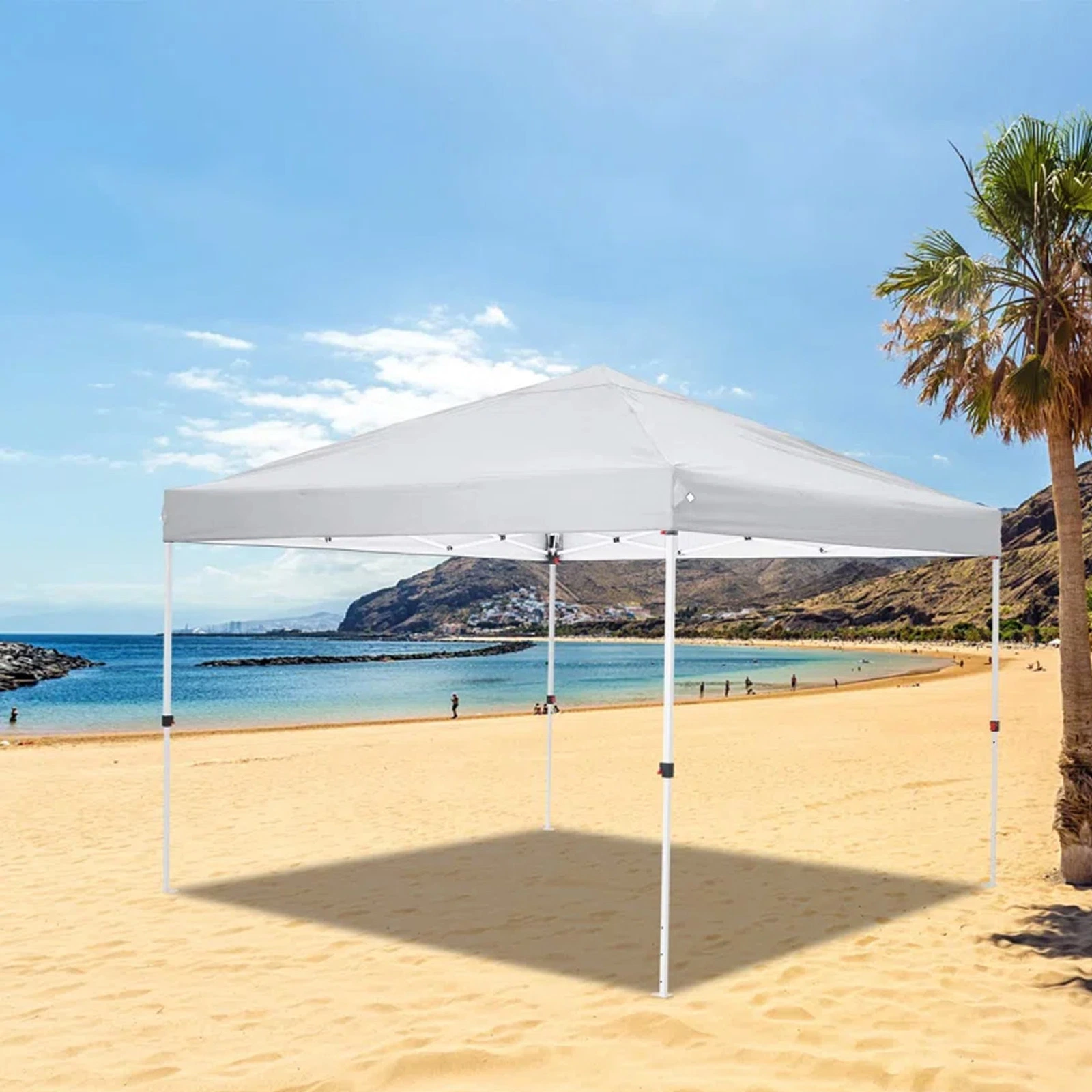 COBERTURA sobreposta 10X10 com paredes laterais, tenda instantânea fechada portátil, impermeável para exterior, abrigo para o sol de praia (branco)