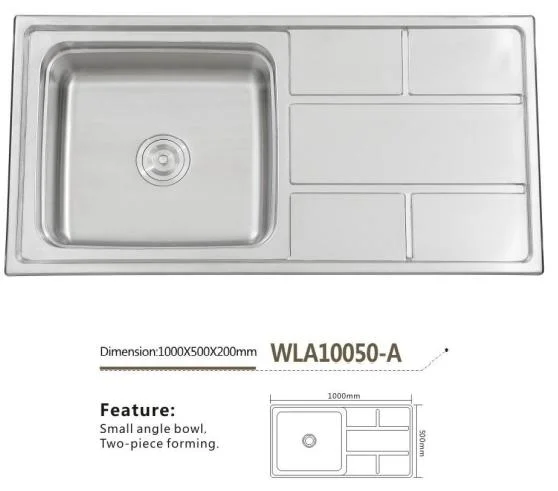 Commercial Stainless Steel Bathroom/Kitchen Sink Basin with Drain Board