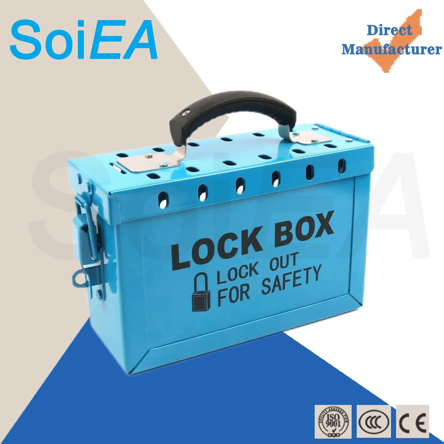 Multiple Holes Lock Box Metal Lockout Kit with 13 Padlock Holes Lockey Loto Industrial Portable Steel Safety Group Lockout Box