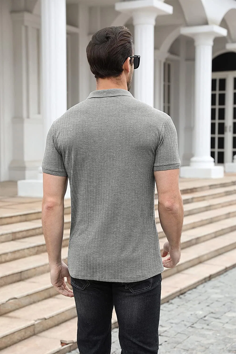 Polo für Herren mit V-Ausschnitt, Slim Fit, kurzärmelig, Performance Golfhemden