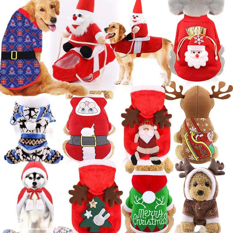 Christmas Pet Supplies Clothing Cat Cotton Clothes Funny Autumn and Winter Clothes Old Man Elk Snow