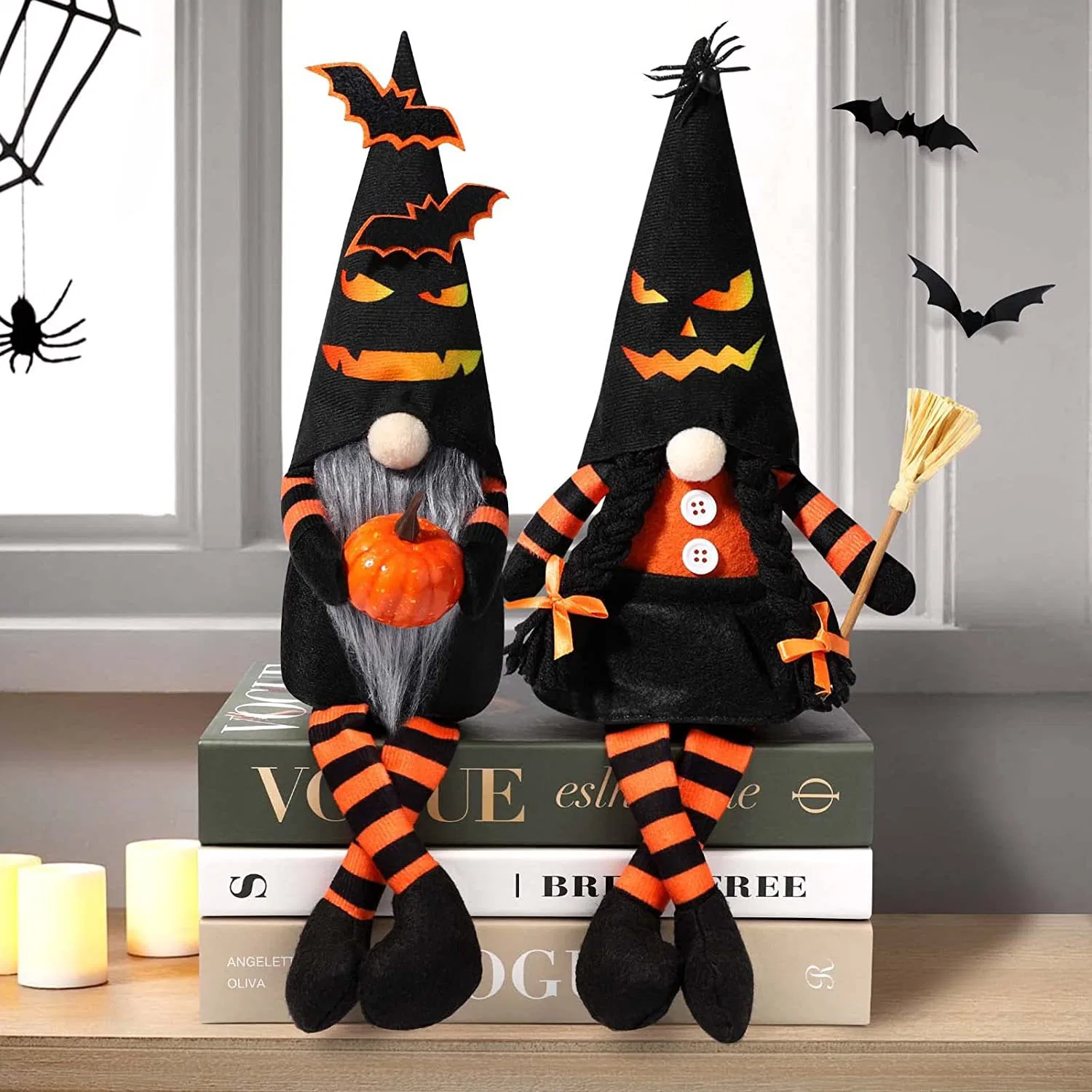 Halloween Decorations Halloween Gnome Decor Handmade Swedish Tomtes Home Table Doll Gifts for Halloween Thanksgiving Tiered Tray, Fireplace, Party