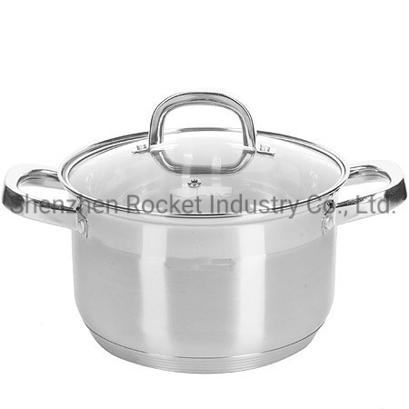 Kitchen Stainless Steel Cooking Pot Cookware with Glass Lid