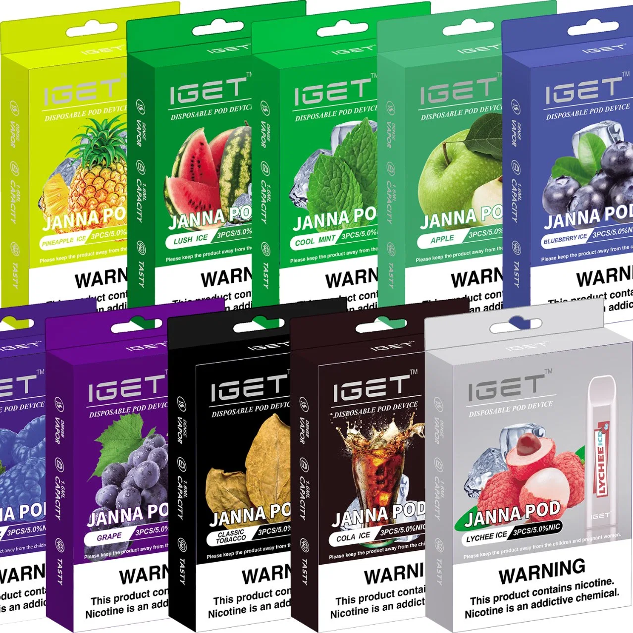 Top Selling Mini Disposable/Chargeable Electronic Cigarette Iget Janna E Cig From Iget Vape Factory