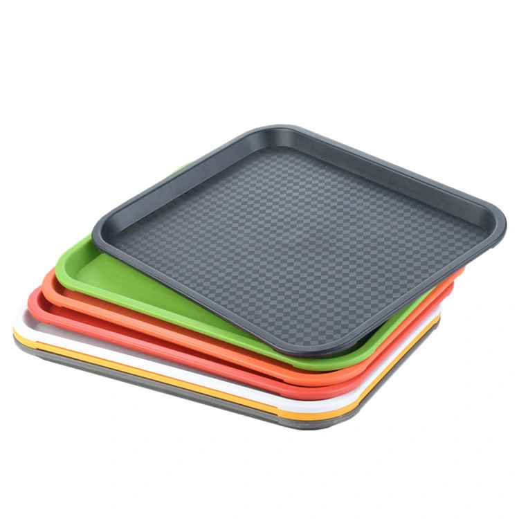 Hot Sale Square Retangular Colorful Plastic Fastfood Restaurant Tray