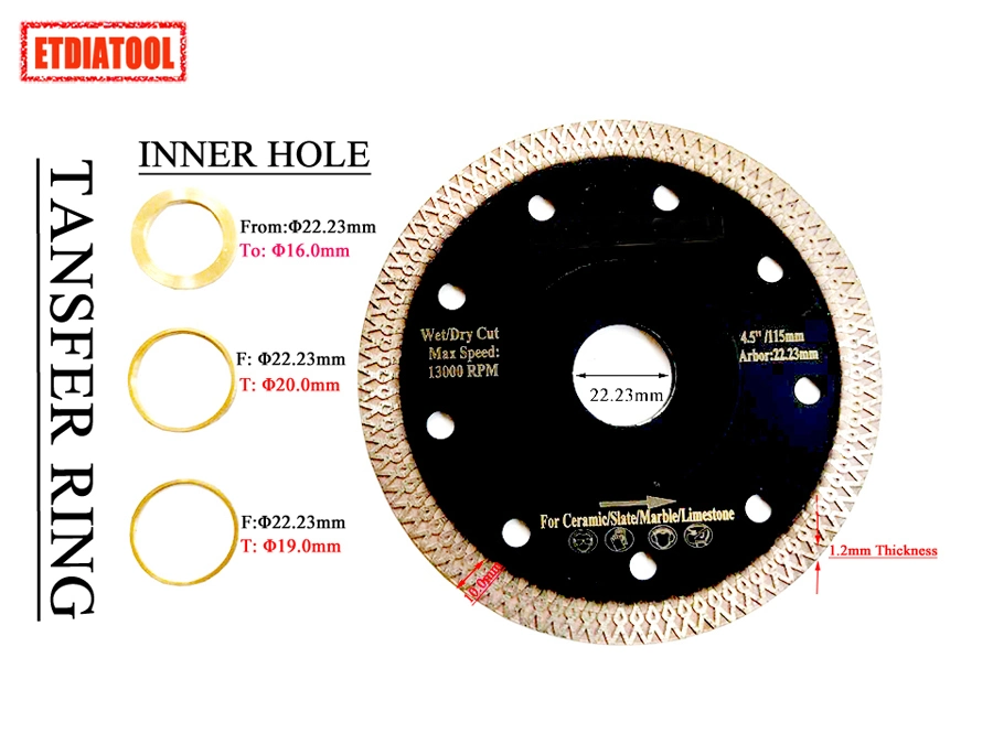 Super Thin Diamond Saw Blades for Cutting Porcelain, Ceramic, Marble, Limestone, Slate