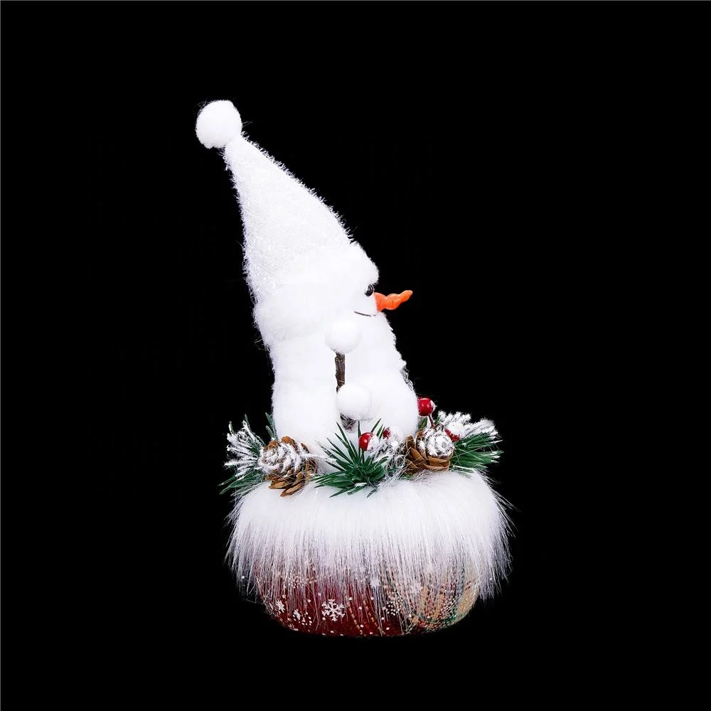 Small Cute Pre-Lit Snowman Decor with Light up Home Snowman Table Ornament