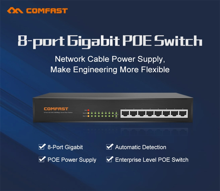 CF-Sg181p Comfast Gigabit Ethernet Switch RJ45 10 Port Poe Switch for Monitoring System