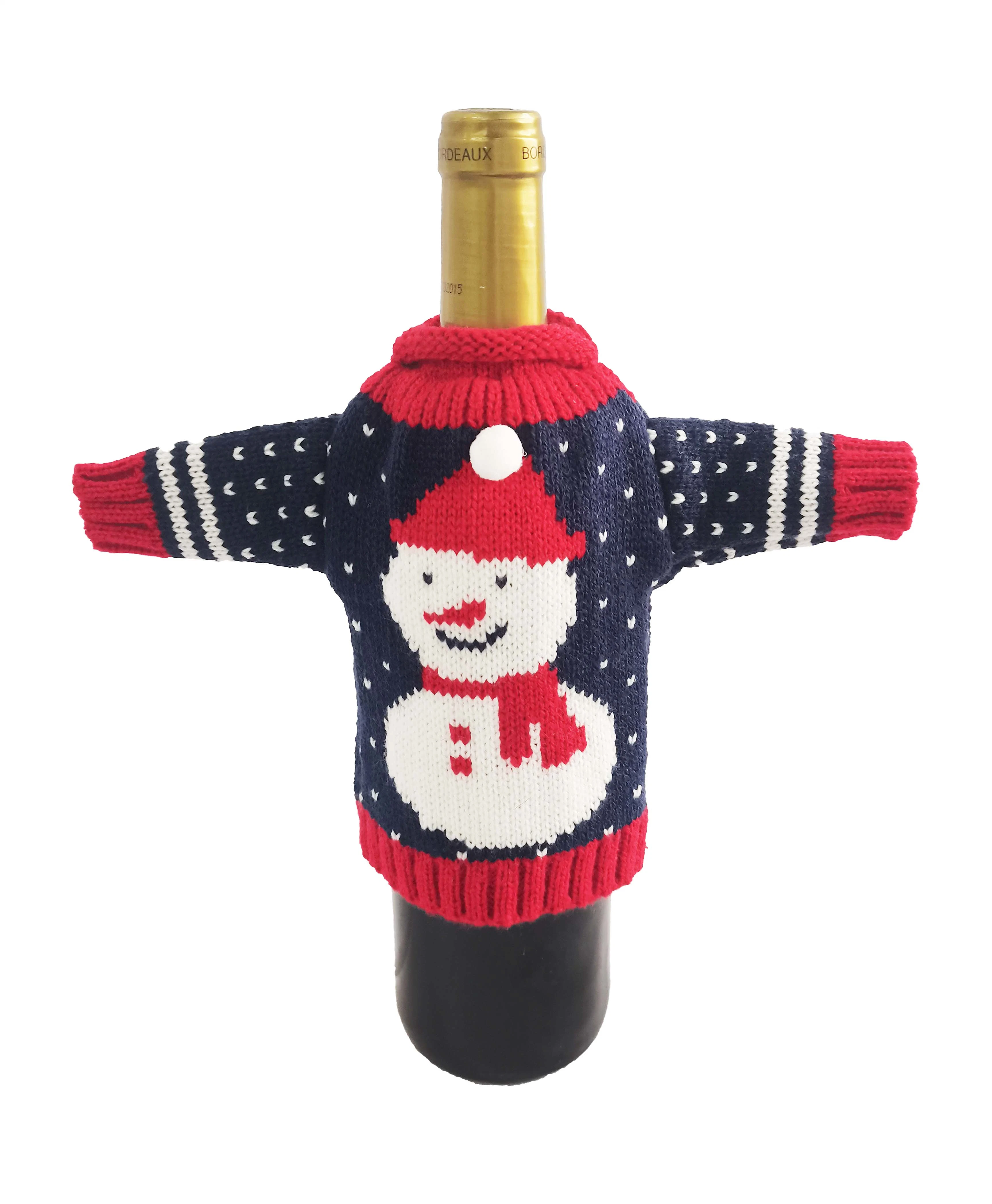 Populares Decoración de Navidad personalizadas bordados Tejidos Jacquard Tapa de la botella de vino