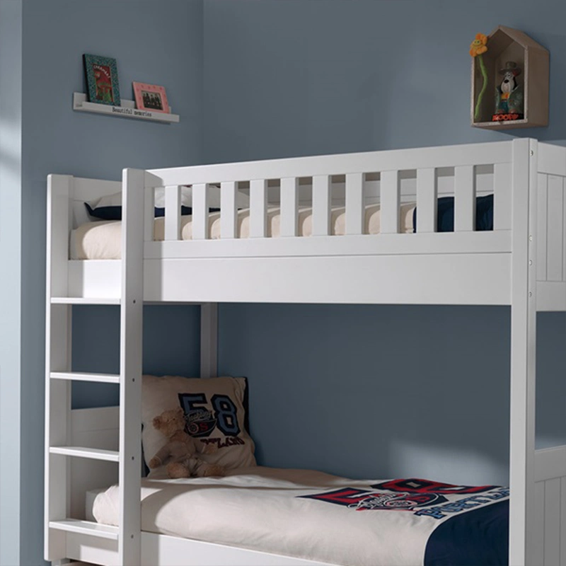 White Solid Wood Triple Bunk Bed 3 Sleeper Twins Children, Can Be Separated Into a Single Bed and a Double Bed Kid Bunk Bed