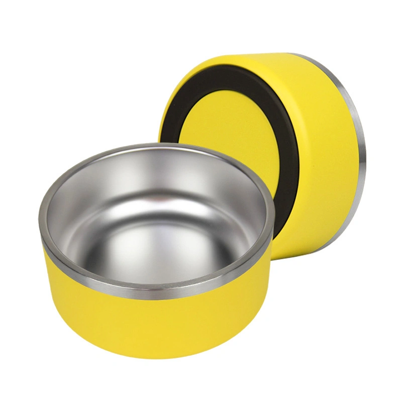 Anti-Fall Anti-Skid Dog Food Bowl Double-Layer Vacuum Stainless Steel Dog Bowl Large Capacity Pet Supplies