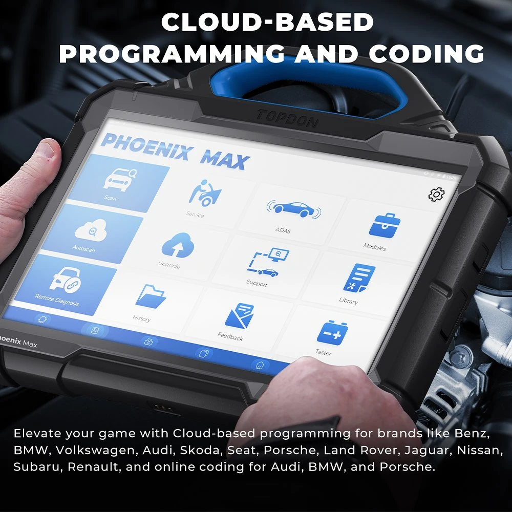 Topdon Phoenix Max Actualización gratuita Máquina de diagnóstico automotriz portátil inteligente profesional con cobertura de más de 200 marcas de automóviles y todos los sistemas. Escáner OBD2 Herramienta de diagnóstico